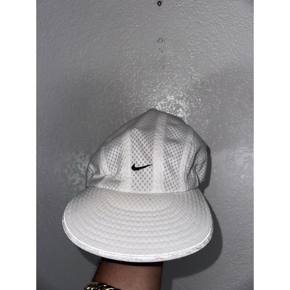 Vintage 90s Nike Just Do It Full Mesh 5-Panel Runner Camp Hat White Strapback